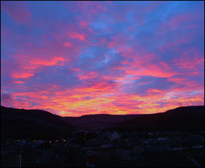 Winter sunset over Treorchy by Steve Roberts