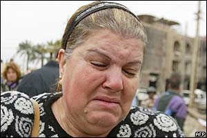 Woman grieves for son-in-law killed in Baghdad bomb blast