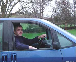 Russell behind the wheel