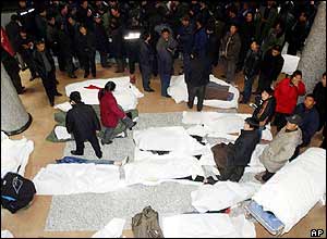 Bodies covered by sheets