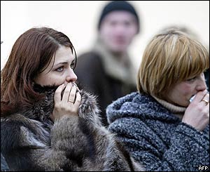Relatives outside metro station