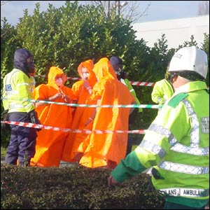 Volunteers pretending to be victims of the attack
