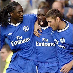 Jimmy Floyd Hasselbaink (c) scores the only goal 