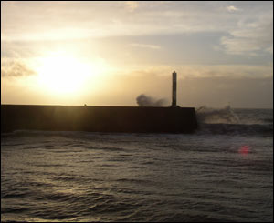 This shot of the lighthouse at Aberystwyth at sunset was sent by Steve Johnson