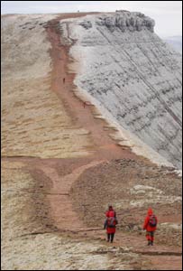 Crossing the ridge on top of Pen Y Fan (taken by Tommy)