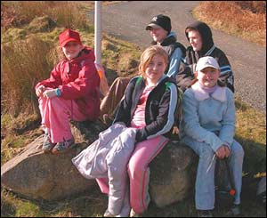 Robert, Russel, Nia, Becks, Fiona and Natasha from Penrhyndeudraeth walking in the Vale of Ffestiniog (Dave Thurlow)