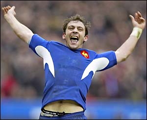 Elissalde celebrates scoring France's fourth try