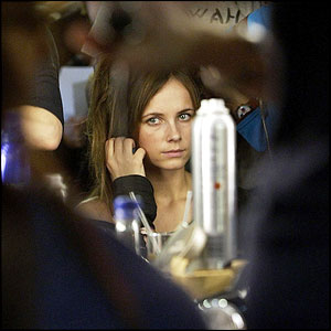 Backstage before designer Ben De Lisi's show 