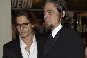Best actor rivals Johnny Depp and Benicio Del Toro were close friends on the night.
