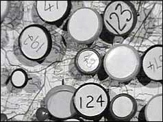 Pin chart showing outbreaks of foot and mouth