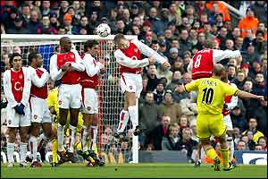 Claus Jensen scores for Charlton from a free-kick