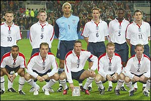 The England team line up