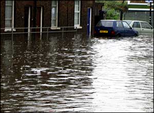 Car surrounded by the flooding emailed in by Sue Davies