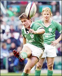 Ronan O'Gara kicks four successful penalties in the first half