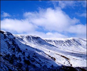Sue Crook sent this view of the snow-topped mountains near Brecon