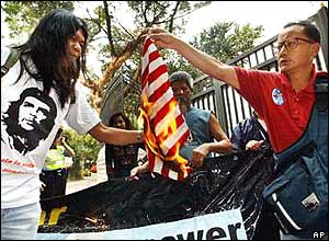 Hong Kong flag burning