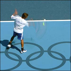 A view of the main Olympic Tennis Centre in Athens, photographed on 11 August