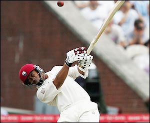 22-year-old Carlton Baugh takes strike at the start of day three