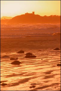 Criccieth castle in the distance from Black Rock Sands, from Dave Thurlow