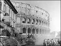Allied tanks with Coliseum in background