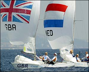 Shirley Robertson and crew members Sarah Webb and Sarah Ayton