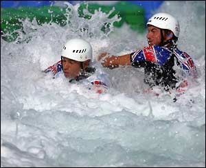 Nick Smith (left) and Stuart Bowman compete in the Canoe Men's C2 Double 