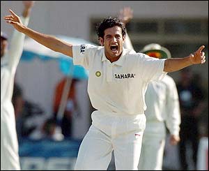 India's Irfan Pathan appeals for lbw 