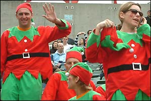 A quartet of elves kitted out in full costume