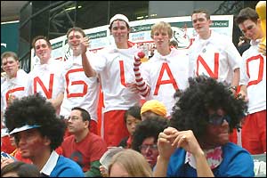 England fans show their support for their team