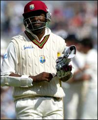 Brian Lara trudges off