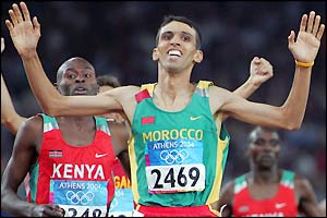 Hicham El Guerrouj wins in a time 3:34.18