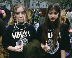 Nirvana fans at a rally in 1994 