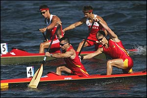 Spain's Alfredo Bea and David Mascato (bottom) and Canada's Richard Dalton and Michael Scarola (top)