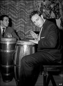 Marlon Brando in 1955 at his home 