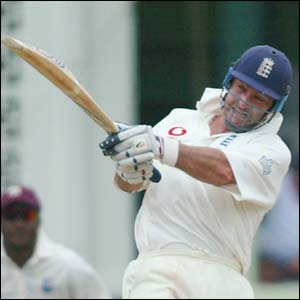 Graham Thorpe hits a four for England 