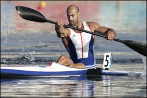 Ian Wynne charges to first place during the K1 500m semi-finals