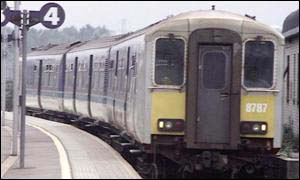 An old-style Northern Ireland Railways train