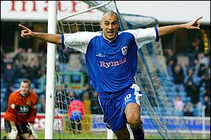 Dichio celebrates the game's only goal