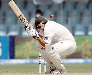 Pakistan's captain Inzamam-ul-Haq ducks a bouncer