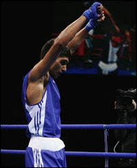 Amir Khan celebrates