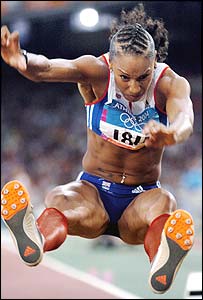 Jade Johnson in action during the long jump final