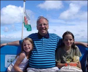 Alan Jarvis and his two grandchildren Chessie and Shannon on the way to Caldey Island