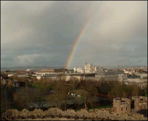Mark Martin, from Cardiff, who is currently living in Boston in the USA with his American wife, caught this rainbow in Cardiff on a trip home 