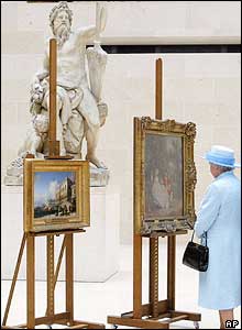 The Queen went to the famous Louvre museum to see paintings which will form part of a new British gallery, due to open in 2005