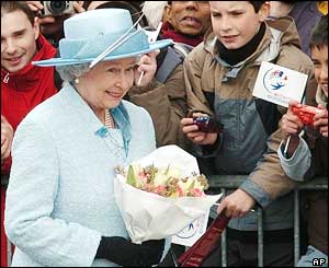 The Queen was greeted with shouts of Vive La Reine! on her walkabout