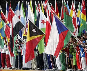 Each nation is represented at the closing ceremony 