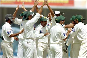 Anil Kumble is dismissed by Danish Kaneria