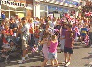 Thousands of fans, many waving Union flags, flocked to catch a glimpse of their hero.