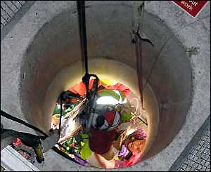Avon Ambulance personnel rescuing a man from the inside of the Second Severn Crossing