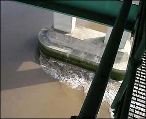 Avon Ambulance personnel rescuing a man from the inside of the Second Severn Crossing